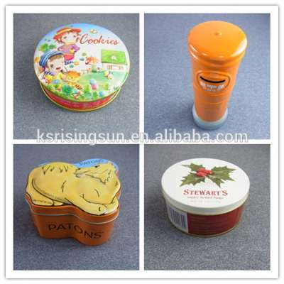 Round cookie tin box